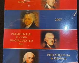 2007 U.S. Mint Presidential $1 Coin Uncirculated Set P  D George Washington Adams Jefferson Madison