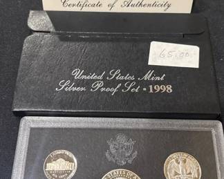 1998S United States Mint Silver Proof Set  90 Silver Coins  Original Box  COA