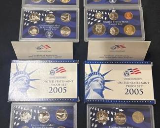 Set 4 2005 U.S. Mint Proof Sets Complete w OGP  COAs  44 Proof Coin