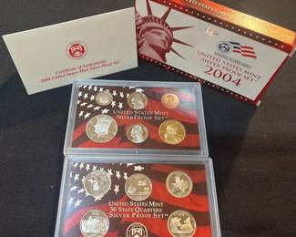 2004 United States Mint Silver Proof Set OGP  COA  Complete 11 Coin Set  90 Silver