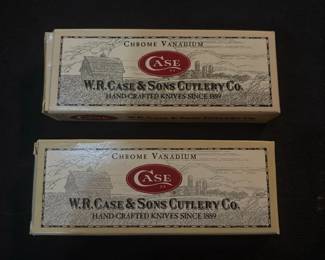 Lot of 2 Case XX Chrome Vanadium Yellow Handle Pocket Knives w Original Boxes  Made in USA