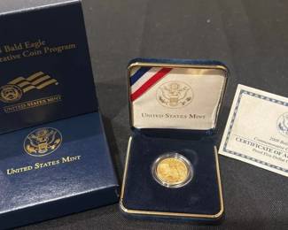 2008W Bald Eagle $5 Gold Proof Commemorative Coin 14 oz Gold w Box  COA