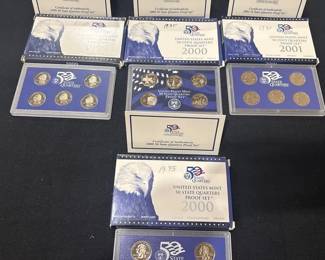 Lot of 4 U.S. Mint 50 State Quarters Proof Sets 1999, 2000 2, 2001 w OGP  COAs