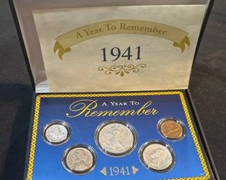 1941 A Year to Remember Genuine U.S. Coin Collection w Walking Liberty Half Dollar  Display Case