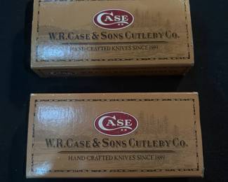 Lot of 2 Case XX Red Corelon Collectible Pocket Knives w Presentation Cases  Original Paperwork