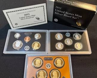 2011 United States Mint Silver Proof Set  Complete w OGP Box  COA  14 Coins  90 Silver