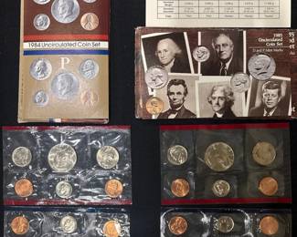 1984  1985 United States Mint Uncirculated Coin Sets P  D  Original Government Packaging