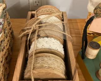 Display of handcrafted lace and jute