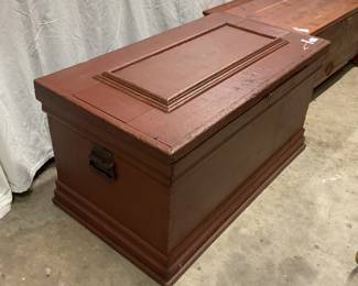 Beautiful antique trunk. All original, old red paint and hardware