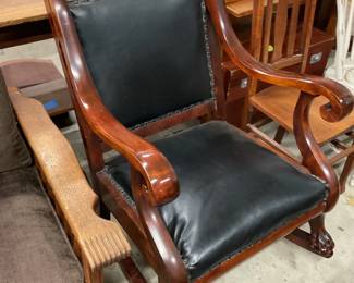 Wonderful, stately rocker in great condition....except the veneer near the yellow sticker needs some mending. Great price!