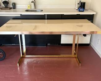 Vintage dining table; seats 6-8; some visible scratches 