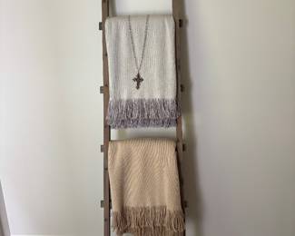 Decorative Blanket Ladder + Throws Charming decorative ladder with assorted blankets/throws. Great for a bedroom, living room or guest room. Ladder and blankets sold separately or make an offer for the set.