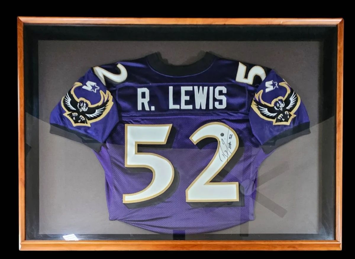 Rare 1998 Starter Ray Lewis Signed Baltimore Ravens Framed Jersey GTSM Witnessed Authenticated