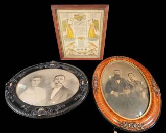Rare Victorian Oval Convex Bubble Glass Portraits  G.S. Peters PA German Fraktur Collection