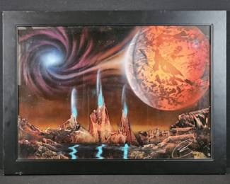 MCM Original Paintings Asian Landscapes  SciFi Space Airbrush Art