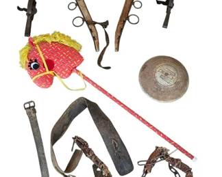 Antique Wooden Draft Horse Mule Hame Harness Set  Double LongSpring Traps