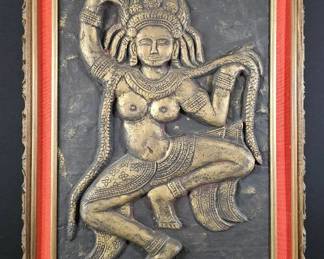 Pair of Vintage MC Southeast Asian Apsara BasRelief Wall Art