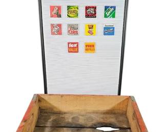 1990s CocaCola Classic LetterBoard Menu Sign  1960s1970s Wooden Bottle Crate