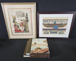 HandPainted Egyptian Papyrus Art Pair  The Nile Books