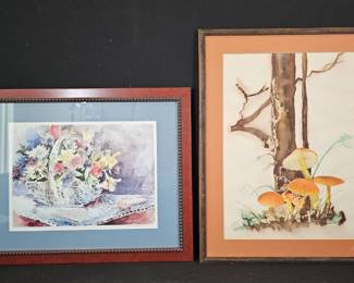 Betty Anglin Smith SignedNumbered Print  Gene Messina 1970s Mushroom Watercolor