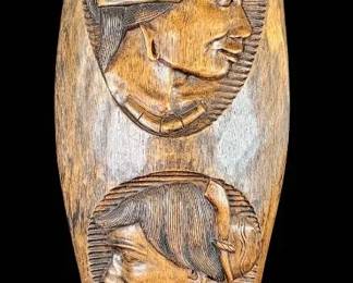 Vintage Philippine Headhunter Carved Wooden Shield