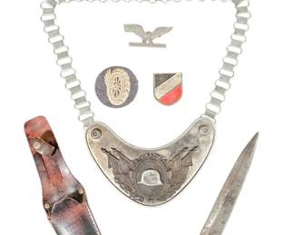 GermanStyle Collectibles  Mixed Insignia Grouping  PostWWII Edge Brand Dagger, Gorget, More