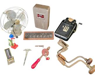 Vintage Industrial Office  Workshop Lot Office Equipment, USAF Relic  Tools