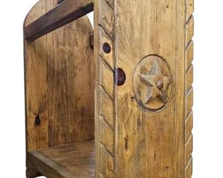 Handcrafted Western Saddle Stand  Carved Texas Lone Star  Notch Trim