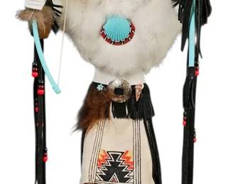 Vintage Signed Keith Spencer Navajo White Buffalo Katsina Kachina Doll  20 Tall