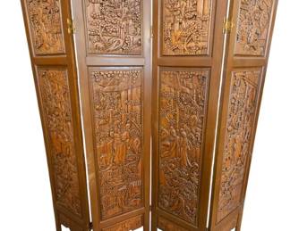 Vintage Intricate Carved Wood DoubleSided Room Divider WOW