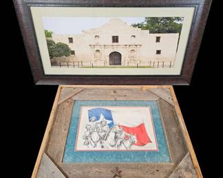 Texas Heritage Artwork K. Hellums Western Print, Alamo,  Hamilton Pool Preserve