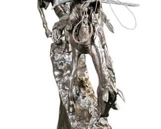 Frederic Remington The Mountain Man Bronze Replica Sculpture on Marble Base
