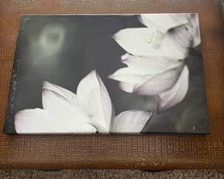 BLACK/WHITE FLORAL CANVAS ARTWORK $15