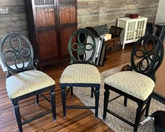 SET OF 3 UPHOLSTERED BAR STOOLS $200