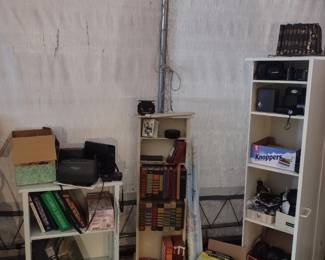 Cabinets, books, cameras etc and shelving units all for sale