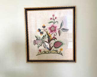 Antique Embroidered on Linen, 17-1/2" x 19-1/2"