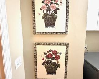 Signed Large Hand Painted Flowers on WOOD, by SUSAN WELCH, c.1996, 19"x23"