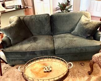 Beautiful SHERRILL FURN CO Dark Green Velvet Sofa, EXC Condition, 73"