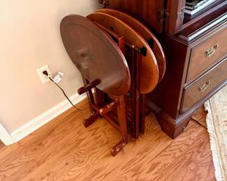 Set of 4 Oval TV TRAYS with Stand