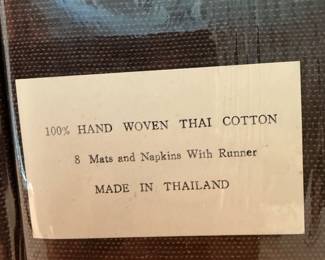 c.1950's Hand Woven Thai Cotton Mats, Napkins, and Runner