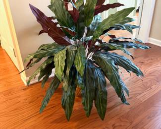 Vintage Brass Planter Silk Floor Plant