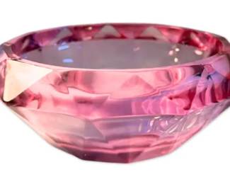 Viking Glass Thistle Pink Diamond Point Candy Dish