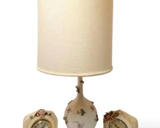 Porcelain Lamp  Electric Clocks With Roses