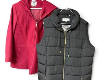 Red Anne Klein Wool Blend Jacket  Calvin Klein Vest  Size 1X