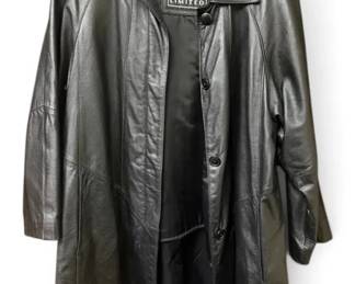 Mens Leather Limited Black Coat W ZipIn Liner Size Large
