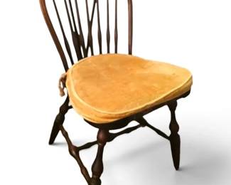 Antique Bow Back Side Chair With Woven Seat