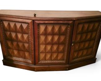 Vintage Wooden BrutalistInspired Credenza