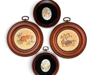 Miniature Circular Wall Decor with Fox, Hedgehog,  More