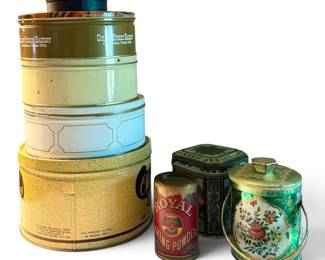 Vintage Tins Including Ocean Queen Coffee, Royal Baking Powder,  More