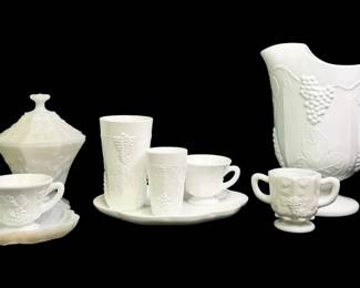 Milk Glass Drinkware Set  Accessories  Quantities In Description